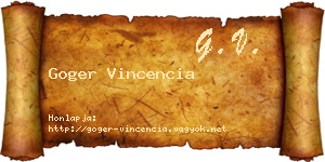 Goger Vincencia névjegykártya